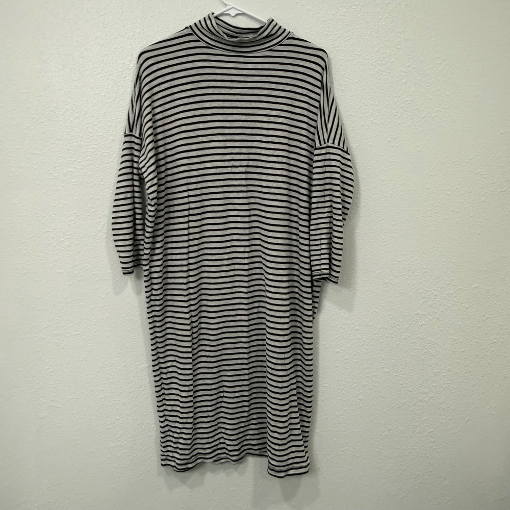Lou & Grey Striped Mock Neck Long Sleeve Midi Dress XS‎ Casual Comfort